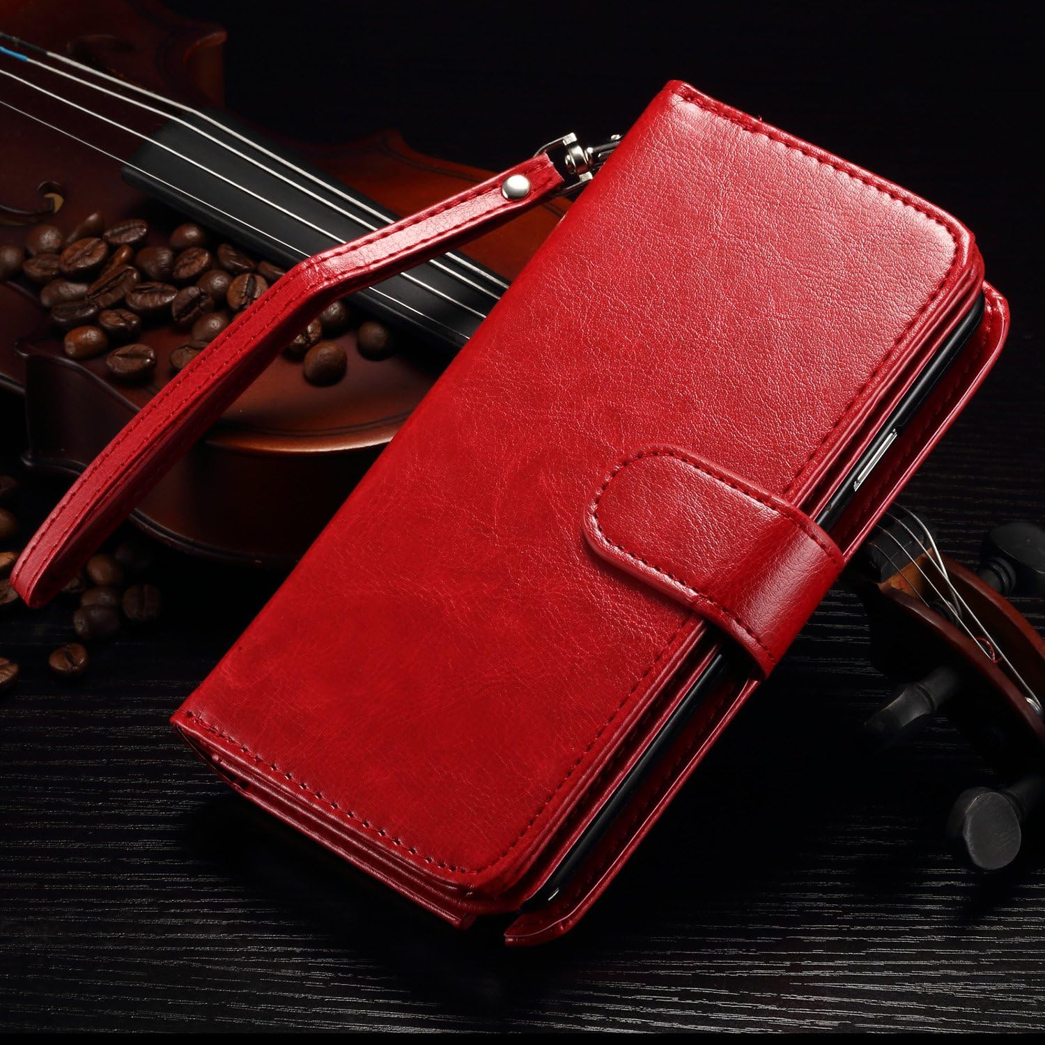 Joopapa Note 3 Case, Galaxy Note 3 Case, Note 3 Wallet Case,Pu Leather Case Magnet Wallet Credit Card Holder Flip Cover Case Built-in 9 Card Slots & Stand Case for Samsung Galaxy Note 3 N9000 (Red)