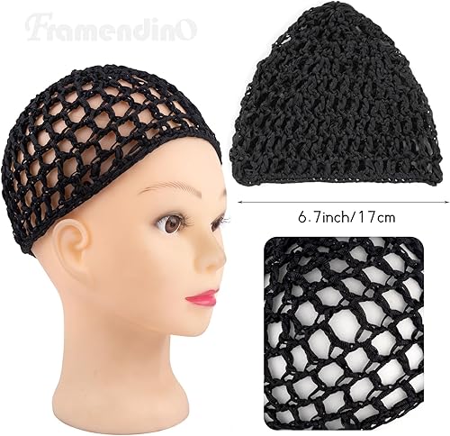 Miniatura 18 de Framendino, Red de ganchillo de malla para el pelo de rayón de punto de redecilla de redecilla de pelo adorno para dormir por la noche, accesorios