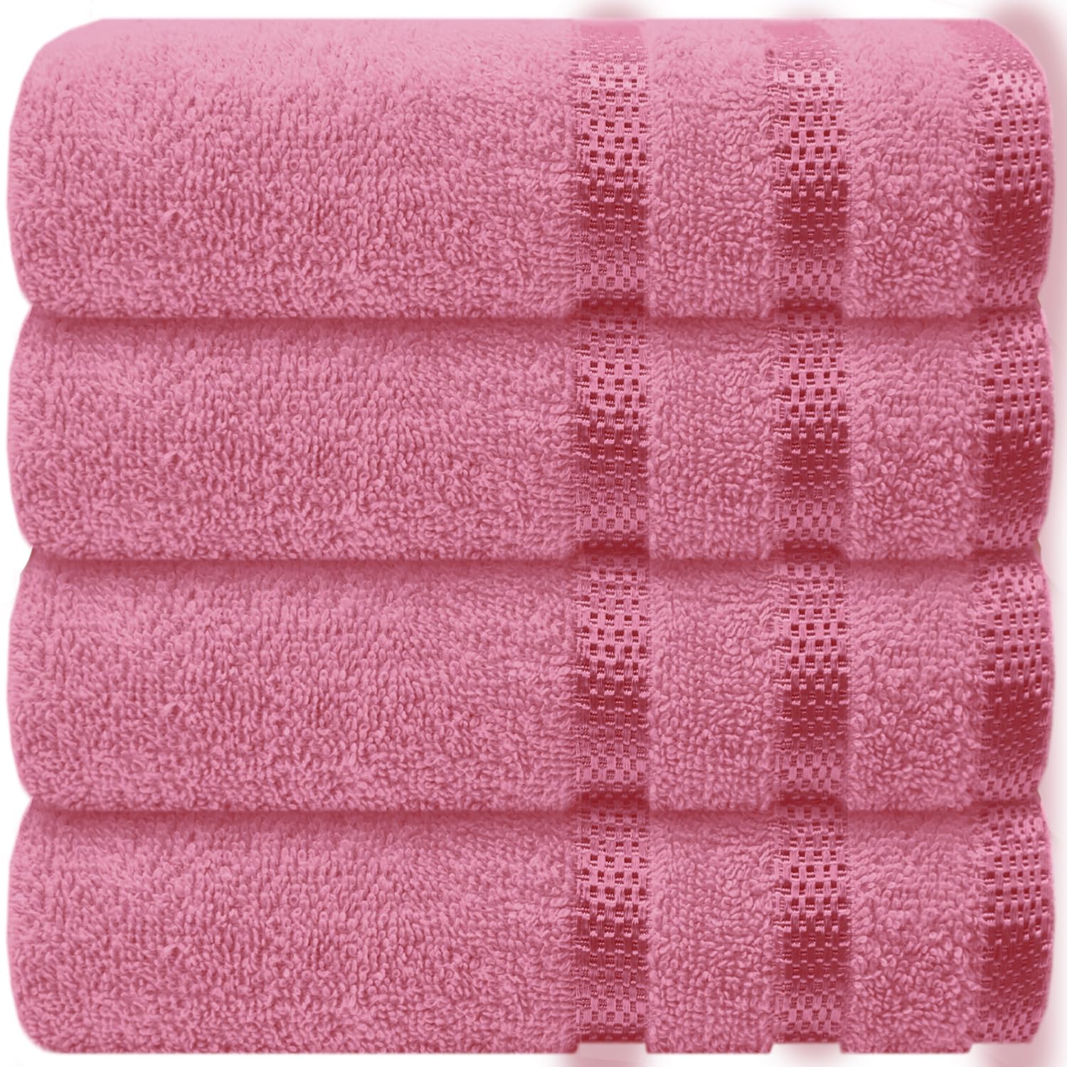 Casabella Deluxe 4 Pink Hand Towels 100% Combed Cotton Super Quality Hand Towels for Kitchen (50X90 CM) Towels Set for Bathroom Hotel Gym