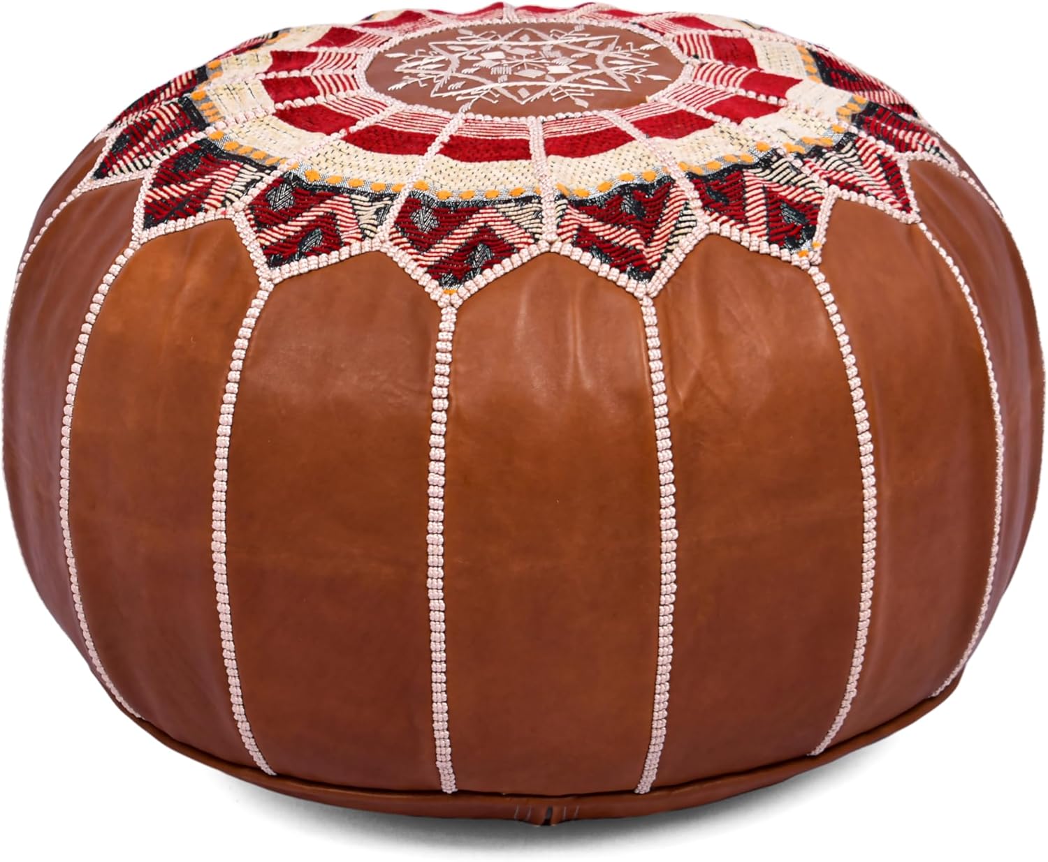 Marrakesh Gallery Bohemian Unstuffed Moroccan Pouf Ottoman, Round Ottoman Foot Rest, Handmade Bean Bag with Large Storage - Cover Floor Chair for Living Room, Bedroom - Ideal as Wedding Gifts