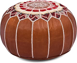 Marrakesh Gallery Bohemian Unstuffed Moroccan Pouf Ottoman, Round Ottoma...