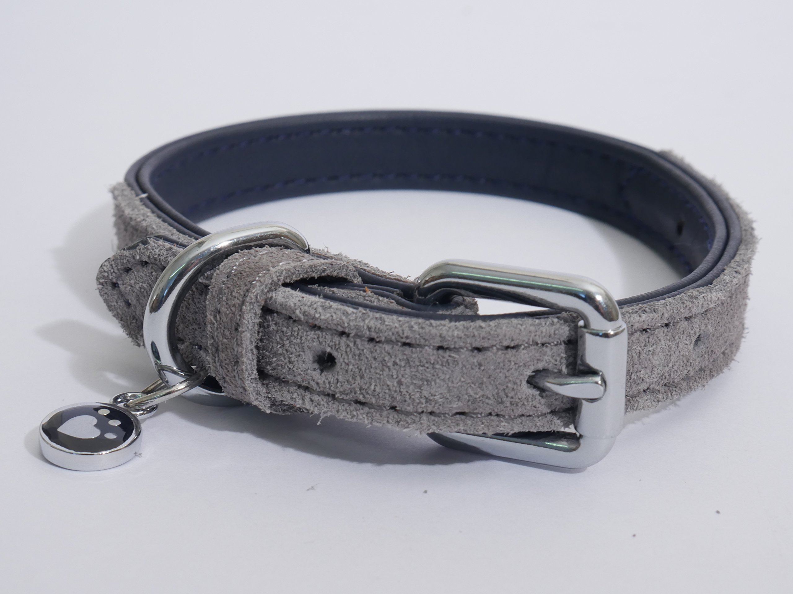 Rosewood Forest Hundehalsband Aus Leder Mit Fischgrätenmuster | Grau, 1,9 X 101,6 Cm | Mit Gepolstertem Griff Und Metallhaken