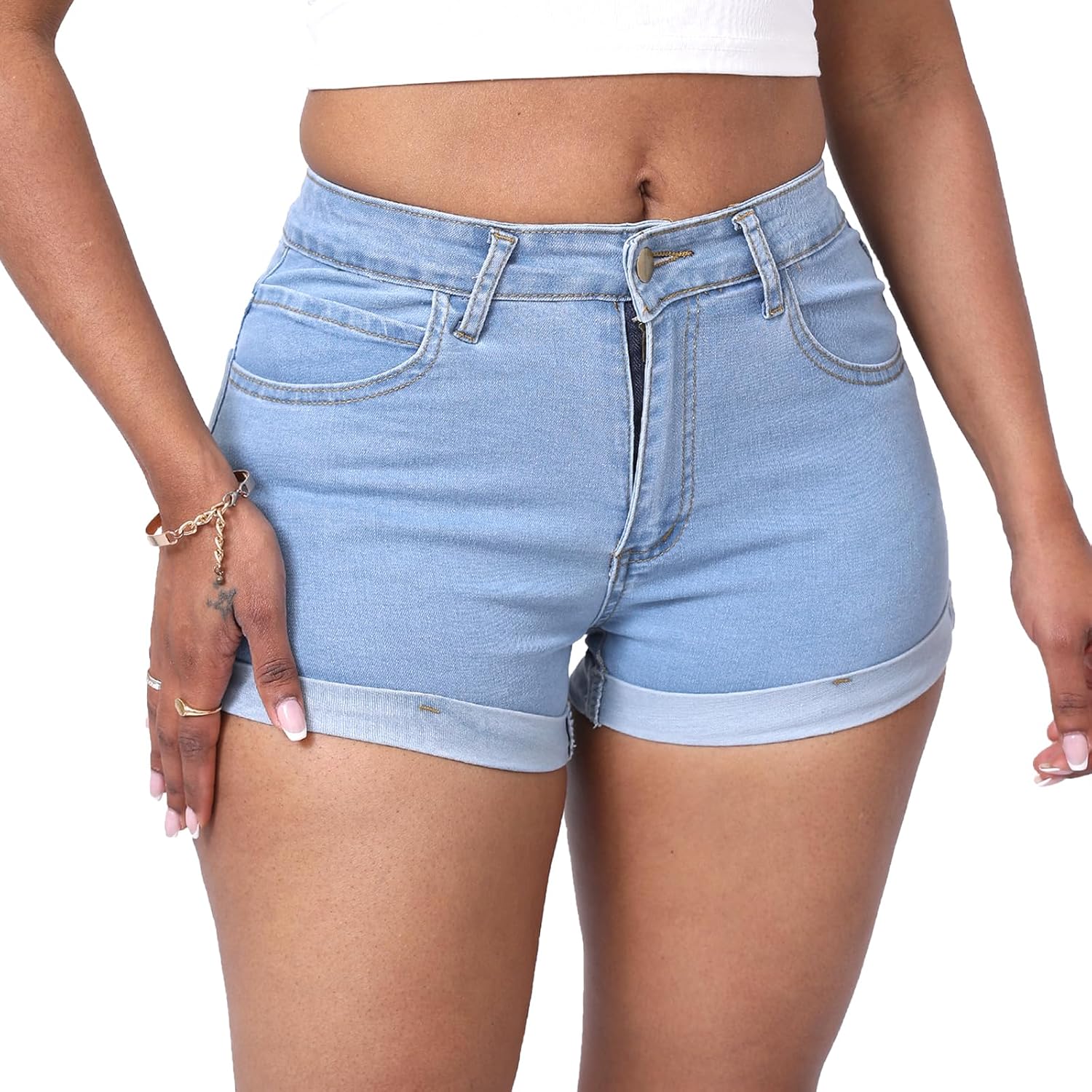 Weigou Women Jean Short Ripped Hot Shorts Comfy Stretchy Women Fringed Denim Shorts - Image 2