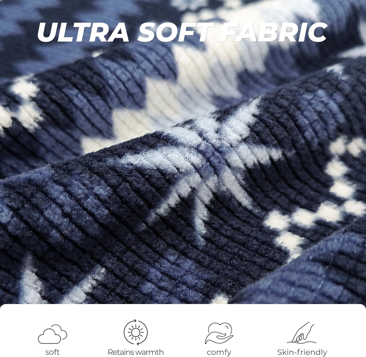 Vulcanodon Mens Ultra Soft Pajama Set, Warm Long Sleeve Prints Sleepwear Cozy Button Down Pjs for Me - Image 4