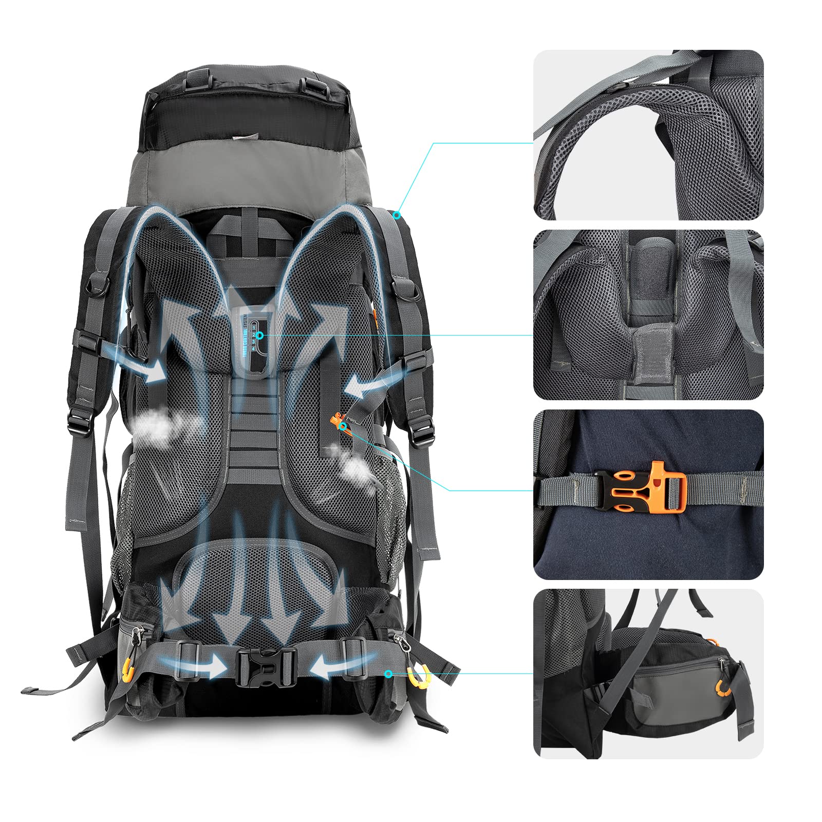 Night Cat 70L 90L Zaini da Hiking Trekking Zaino da Campeggio per Gli Uomini Donne di Arrampicata Ciclismo Viaggio Escursionismo