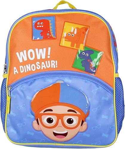 Blippi Mochila Wow! A Dinosaur 14" Mochila de viaje escolar para niños con diseños de personajes elevados