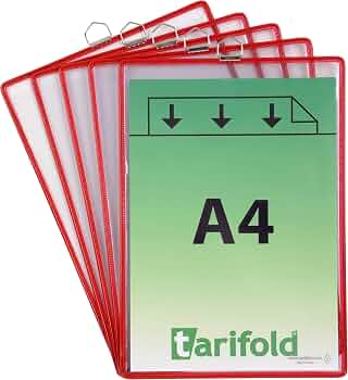Lot De 5 Poches D'Affichage A4 Jaunes Tarifold - Cadre Acier Fil Résistant + Anse Métallique - Pour Documents Professionnels