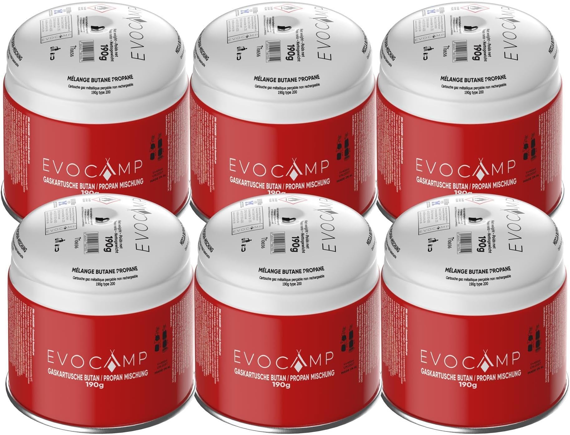 NOLA Gaskartuschen 4x 450g - Propan/Butan Gas Für Campingkocher Und Grill