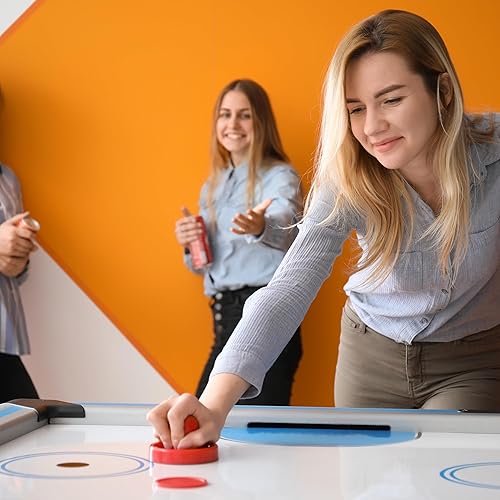 Miniatura 5 de SereneLife Juego de accesorios de mesa de hockey de aire, incluye 8 discos y 4 empujadores, deslizamiento suave con agarre cómodo