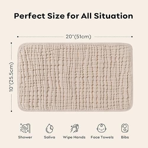 Miniatura 7 de Looxii - Paños de muselina para eructos 100 algodón tamaño grande 20 x 10 pulgadas extra suaves y absorbentes paquete de 6 paños para eructos para