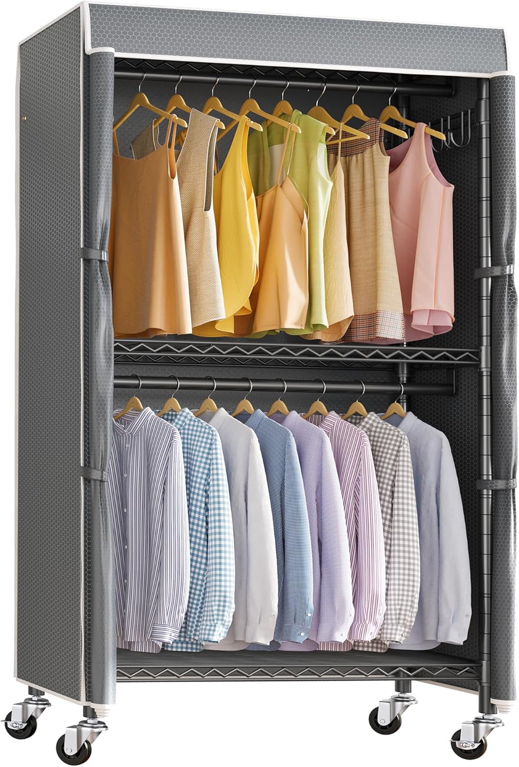 Closet Organization VIPEK Rolling Garment Rack with Cover  Portable Wardrobe on Wheels