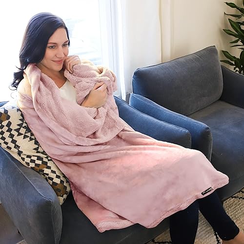 Miniatura 10 de Catalonia Manta reversible de sherpa, manta supersuave y esponjosa para sofá, manta cálida y cómoda, regalo de cuidado cómodo, 50 x 60 pulgadas