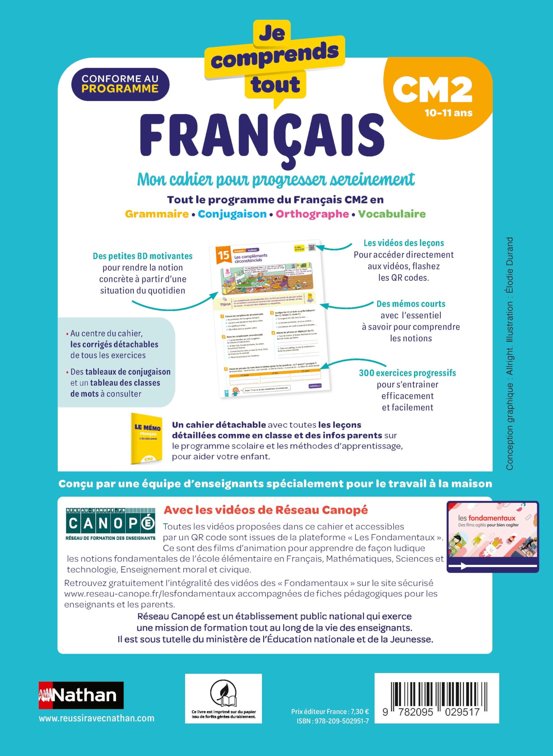 Je comprends tout - Français CM2 - 300 exercices progressifs pour s'entraîner et réussir - Avec les leçons en vidéo de réseau Canopé comme à l'école