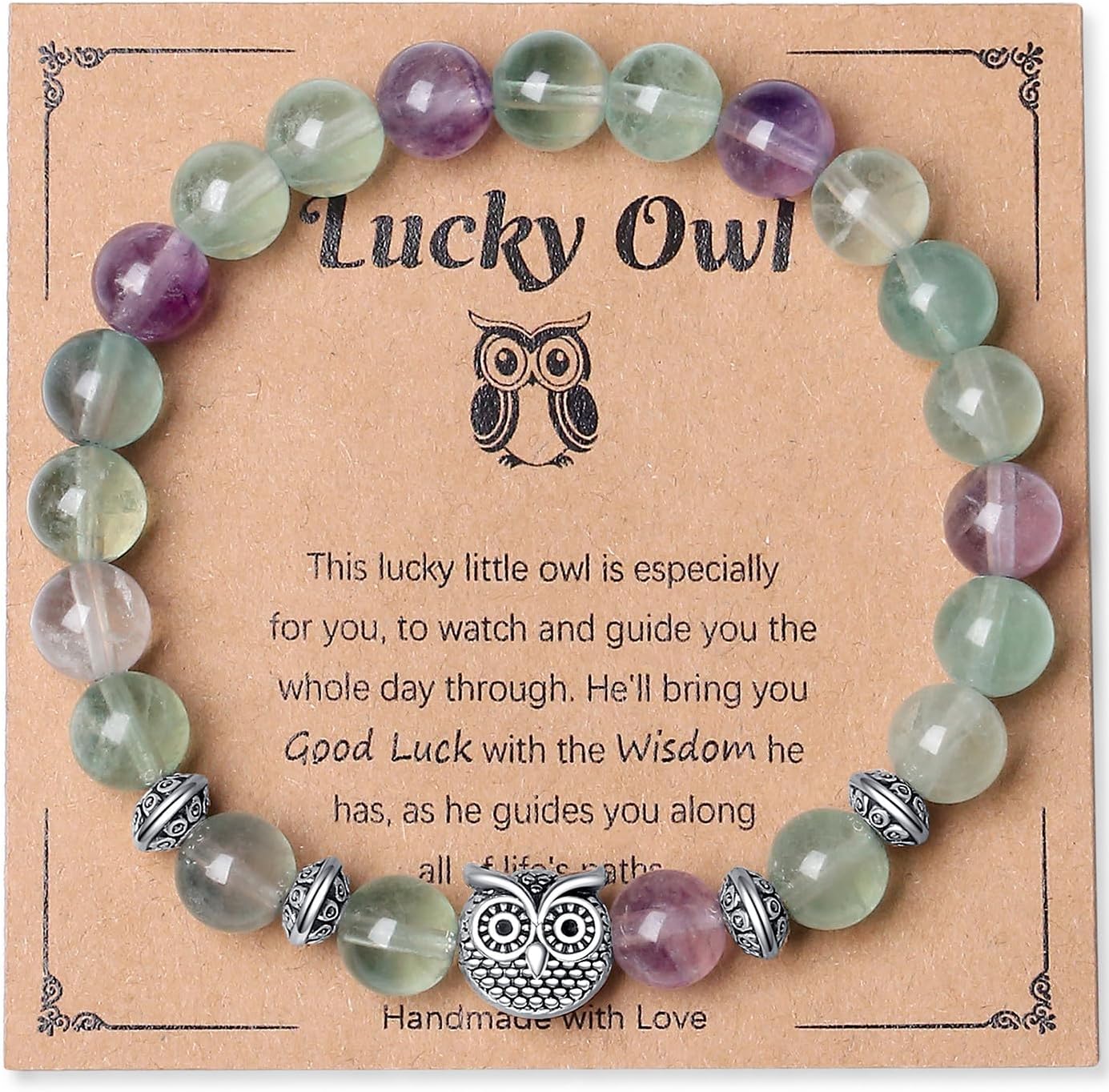 MAIBAOTA Elephant Gifts for Women Elephant/Cat/Turtle/Owl Bracelet 8 mm Round Gemstones Animal Style Bracelets Stretch Bracelet Christmas Gifts for Women - Image 7