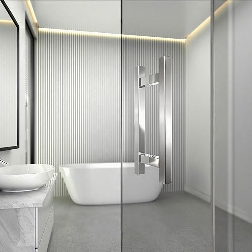 Miniatura 4 de CKB Manija de puerta de ducha con forma de escalera de 8 pulgadas compatible con puerta de vidrio de 14 a 12 pulgadas de grosor para puertas de