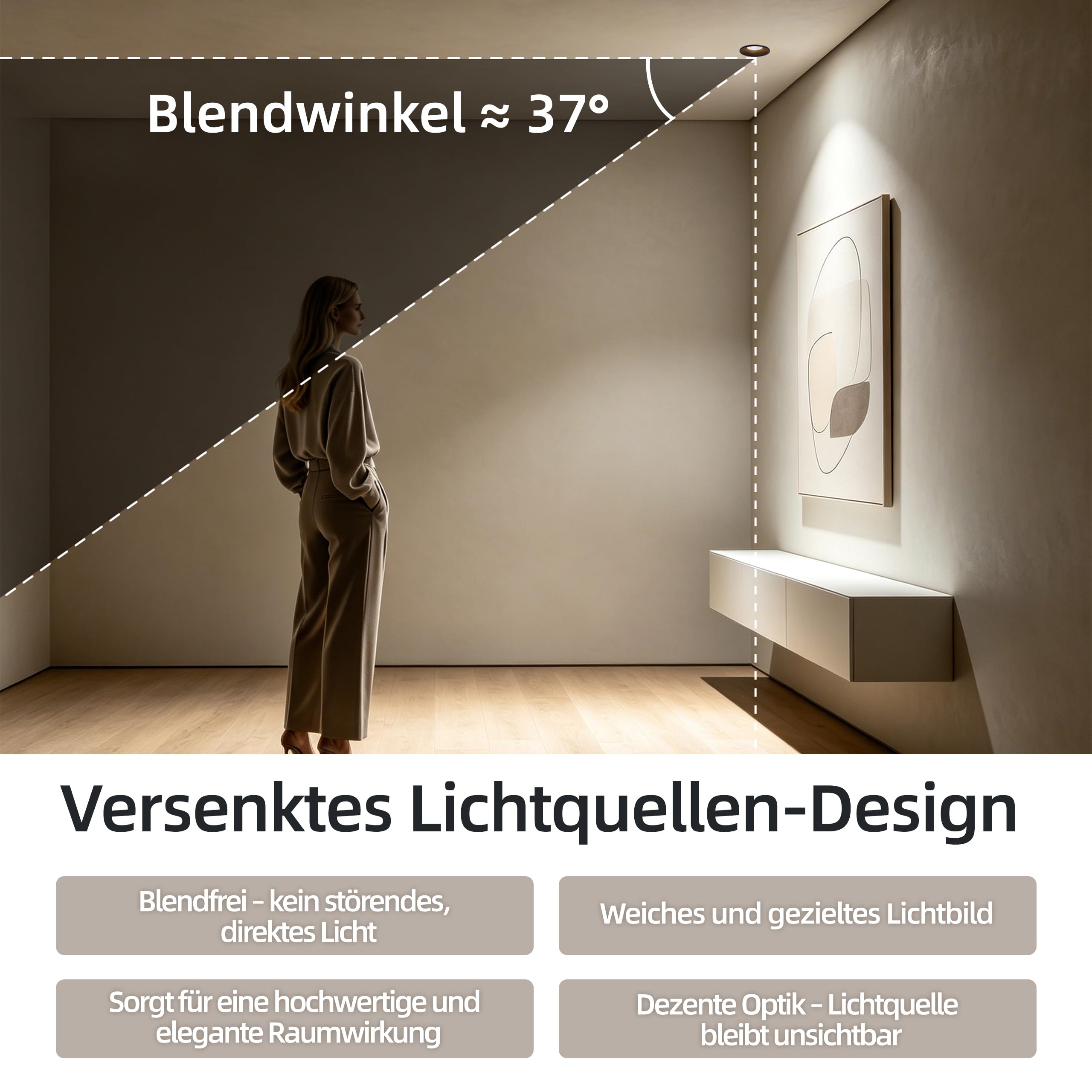 6er LED Einbaustrahler 230V Dimmbar 5W 3CCT IP44 Deckenspots | LED Spots Einbauleuchten 550lm CRI90+ Warmweiß Neutralweiß Kaltweiß für Küche Wohnzimmer Flur ohne Trafo Ø75mm
