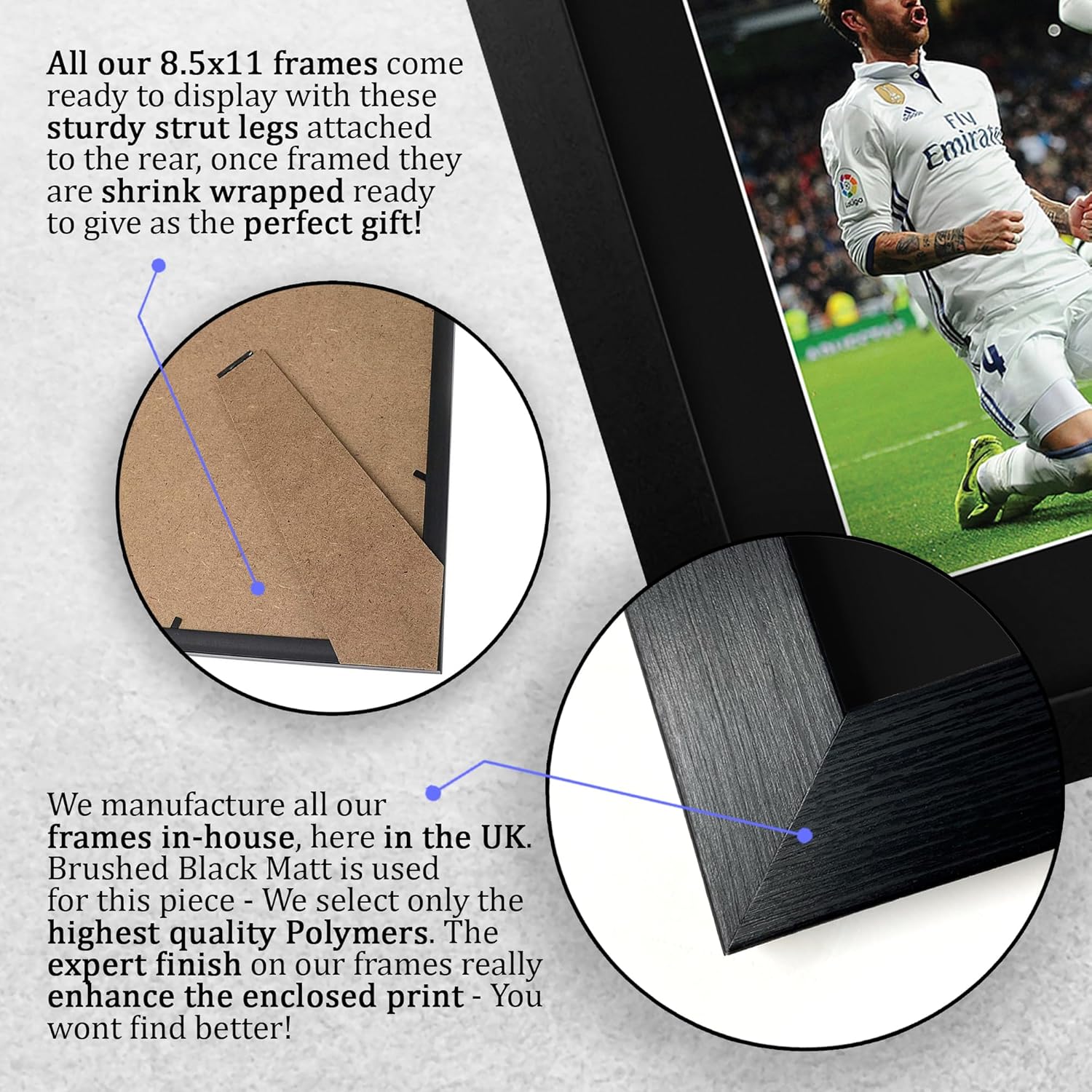 HWC Trading Sergio Ramos Framed Gift Signed Printed Autograph Real Madrid Print Photo Picture Display - US Letter Size - Image 7