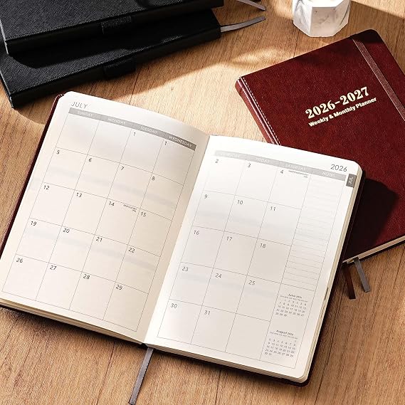 Planner 2026-2027 - Academic Planner 2026-2027, Weekly and Monthly Planner with Stickers, Faux Leather Cover, Jul. 2026 - Jun. 2027, 5.75 X 8.25, 26-27 Yearly Planner, Premium Paper, Pen Holder, Inner Pocket and 44 Notes Pages