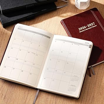 Planner 2026-2027 - Academic Planner 2026-2027, Weekly and Monthly Planner with Stickers, Faux Leather Cover, Jul. 2026 - Jun. 2027, 5.75 X 8.25, 26-27 Yearly Planner, Premium Paper, Pen Holder, Inner Pocket and 44 Notes Pages