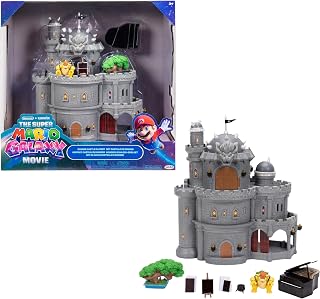 The Super Mario Galaxy Movie – 12" Deluxe Three-Story Bowser Castle Playset with 1.5” Bowser Figure, Piano, Bonsai Tree, Heat-Activated Paintings and More!