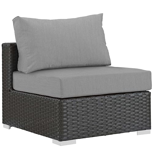 Modway EEI-1854-CHC-GRY Sojourn Wicker Rattan Outdoor Patio Sunbrella Fabric, Armless