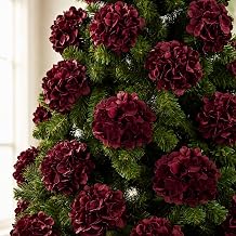 Janinka 36 Pcs Burgundy Artificial Hydrangea Flowers Bulk 7.9" Faux Flower