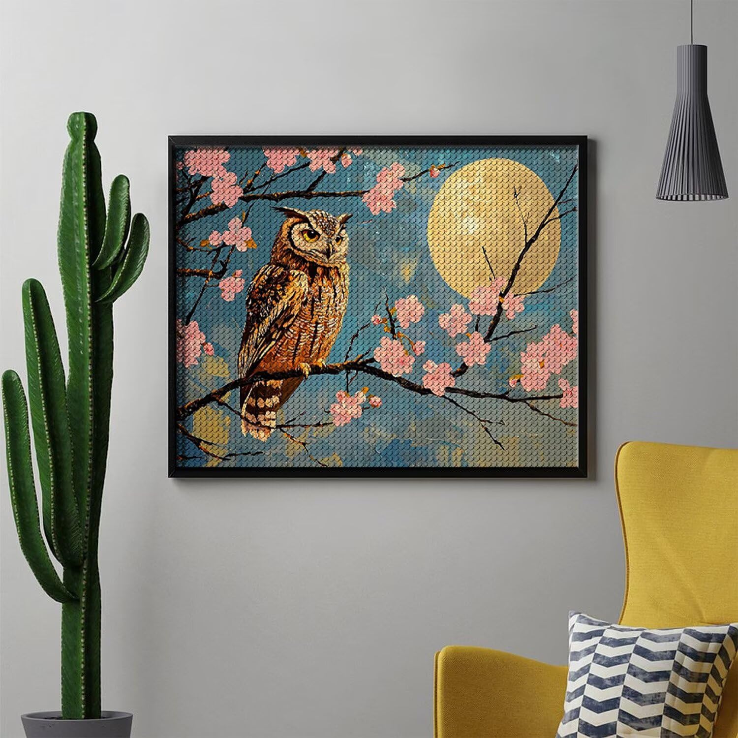 5D Diamentowe Malowanie Księżyc Sowa, Dorośli DIY Diamentowe Malarstwo DIY Kryształ Sztuki Diamentowej Dorośli i Dzieci, Zestaw Haftów Rhinestone Haft krzyżykowy, Wystrój domu i ścian, Kreatywny