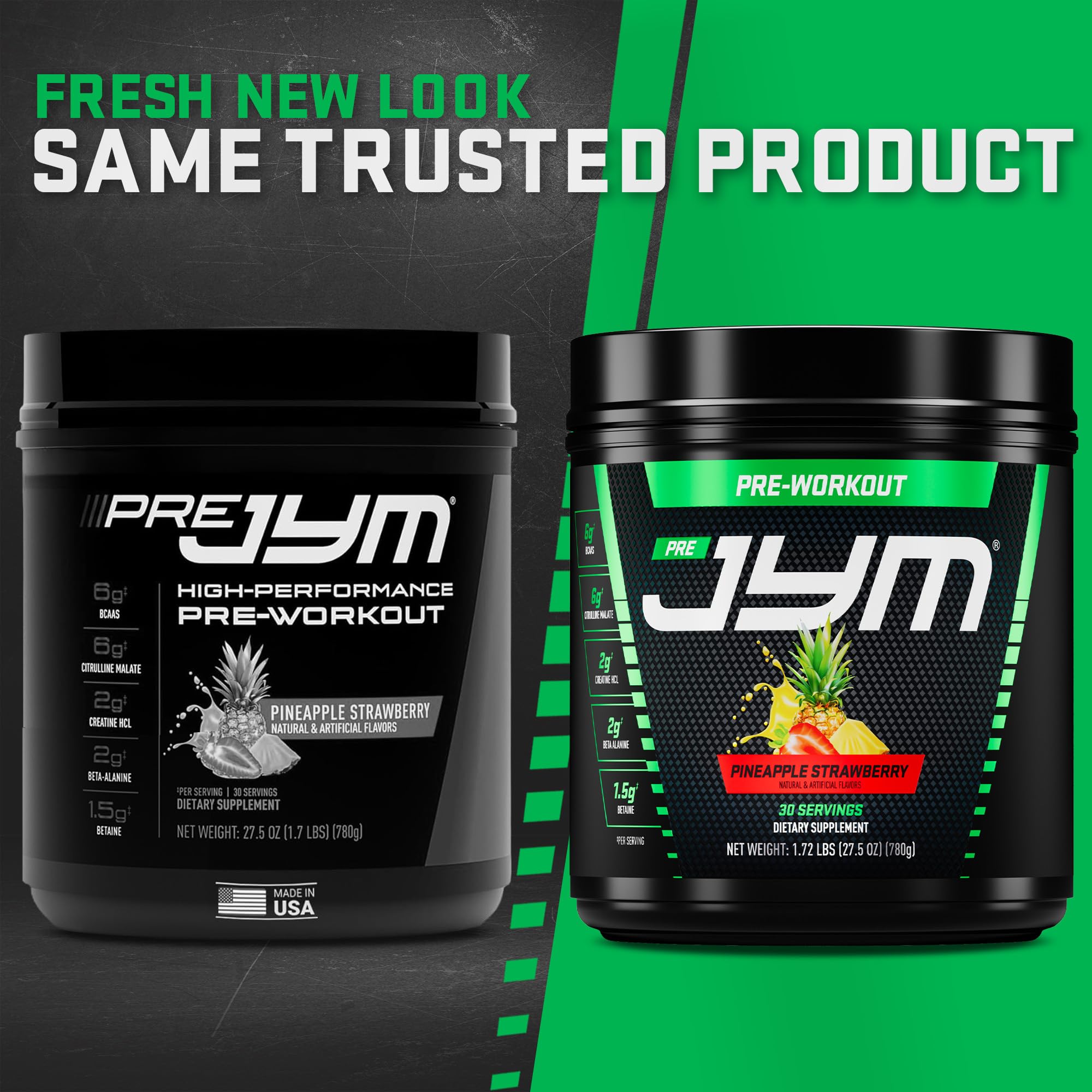 JYM Pre Workout, Pineapple Strawberry - Creatine HCI, Caffeine - 27.5 Oz — Amazon image 2