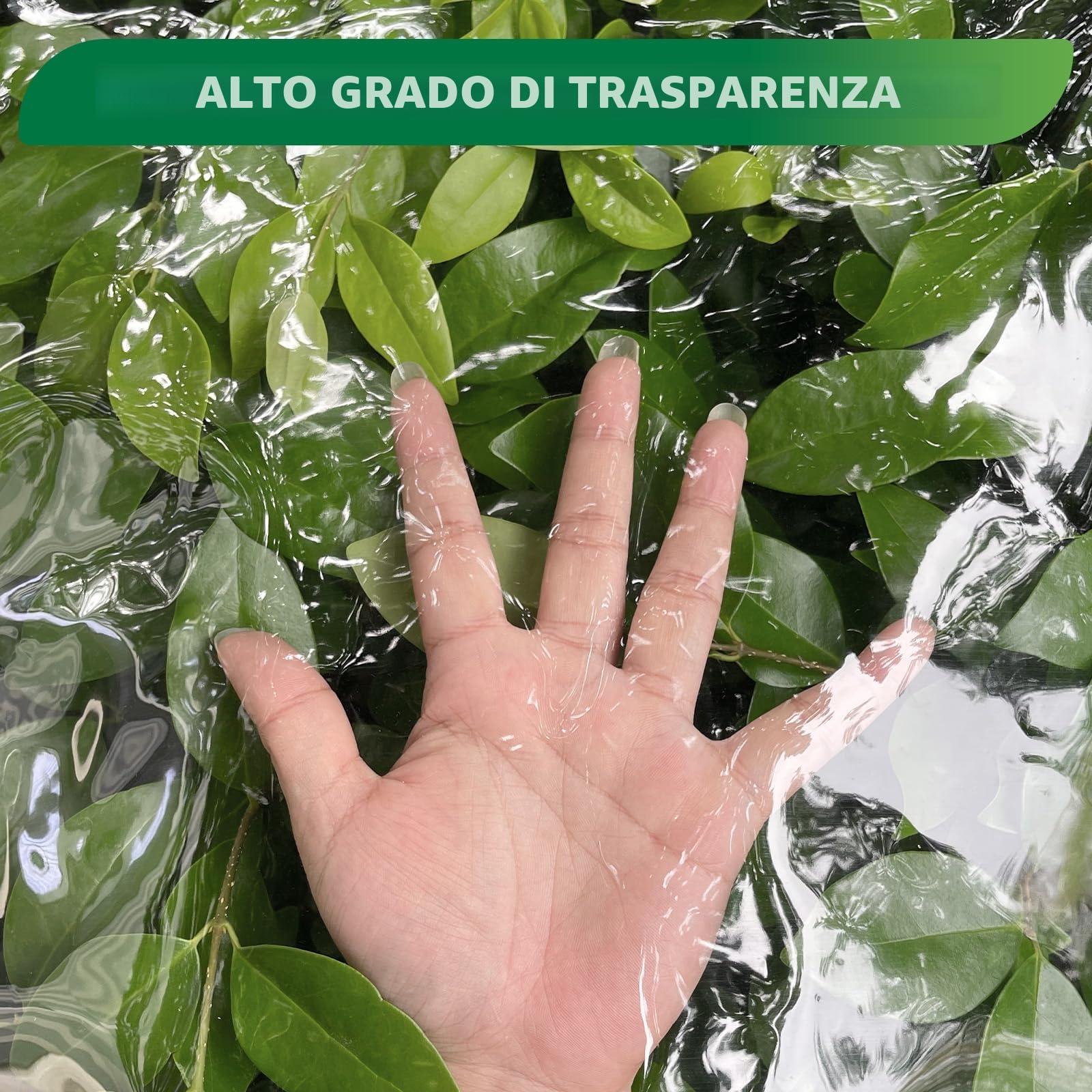 Dulepax Telo impermeabile trasparente resistente 450 g/m Telo in PVC con occhielli Antivento Resistente agli strappi per giardino, gazebo, recinzioni da patio (2x2m)