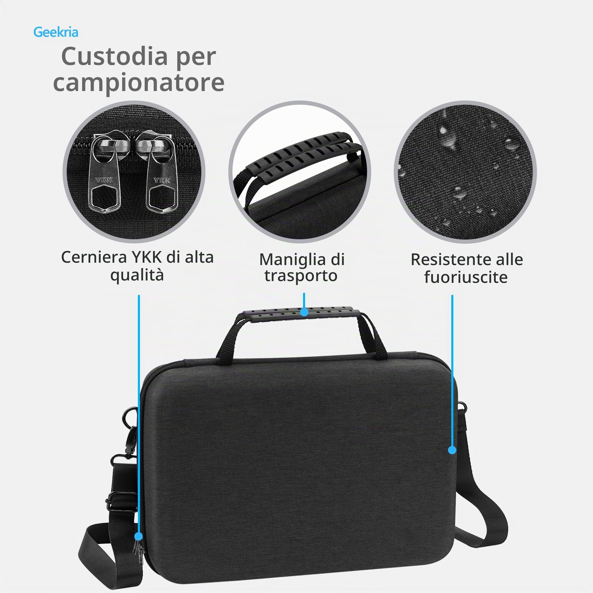 Geekria Custodia rigida da viaggio, compatibile con Elektron Digitakt II/Digitone II/Syntakt 12 / Analog Heat MKII, borsa per il trasporto di sampler audio (grigio scuro)
