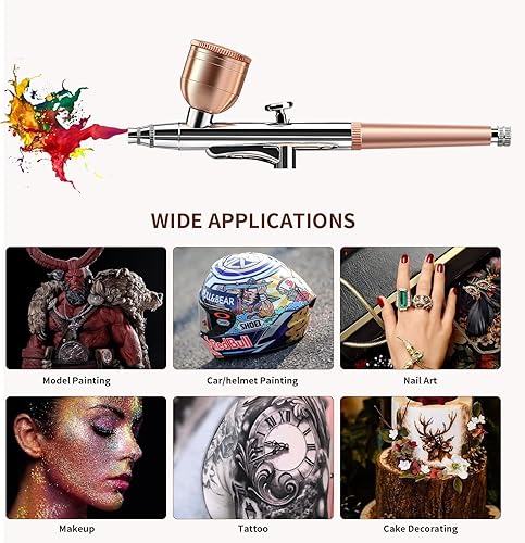 Miniatura 15 de Kit de aerógrafo con compresor 30PSI pistola de aerógrafo portátil recargable de mano inalámbrico cepillo de aire para uñas, arte, pintura, Negro