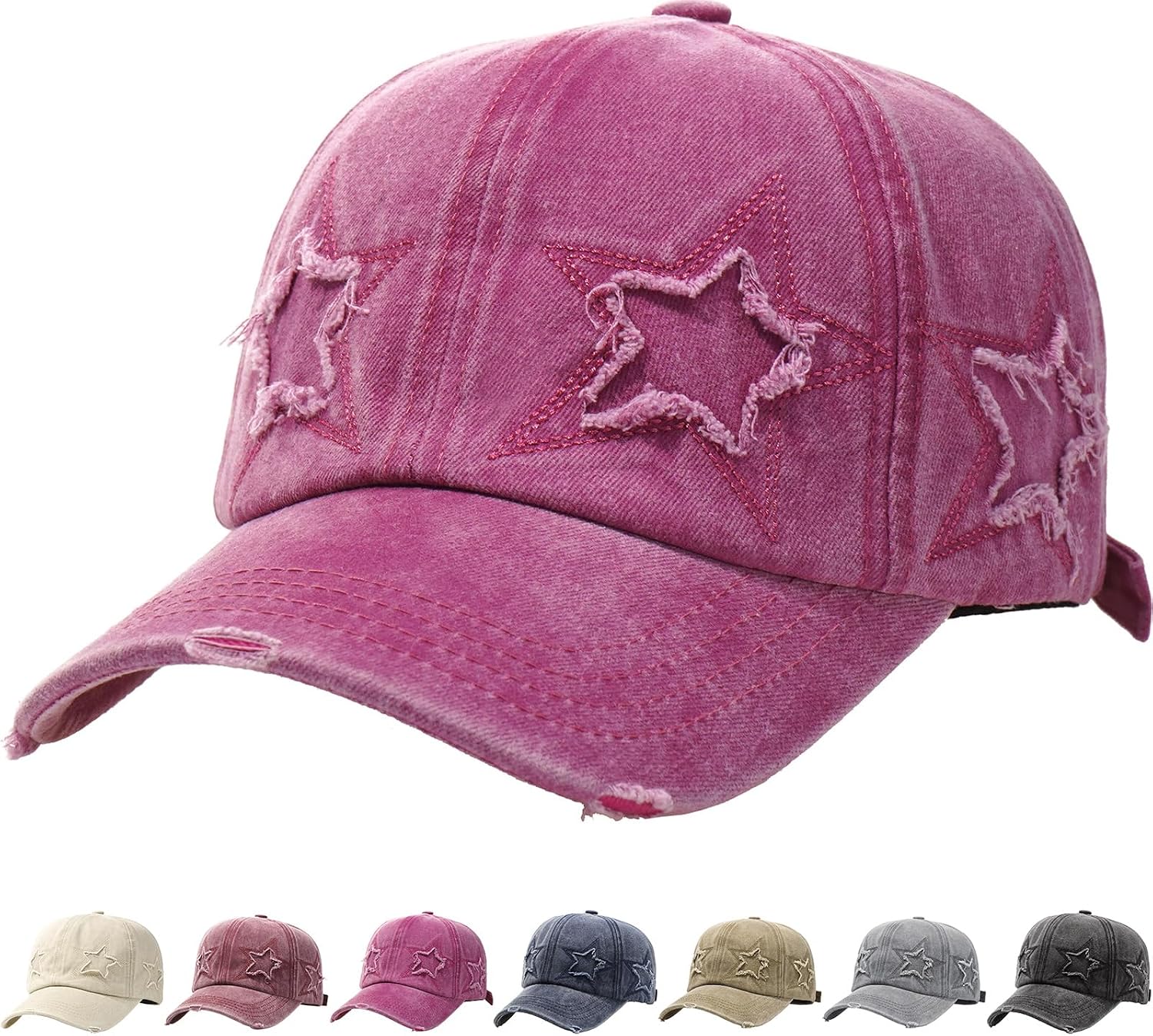 Retro Baseball Cap Star Embroidery Washed Cotton Hats
