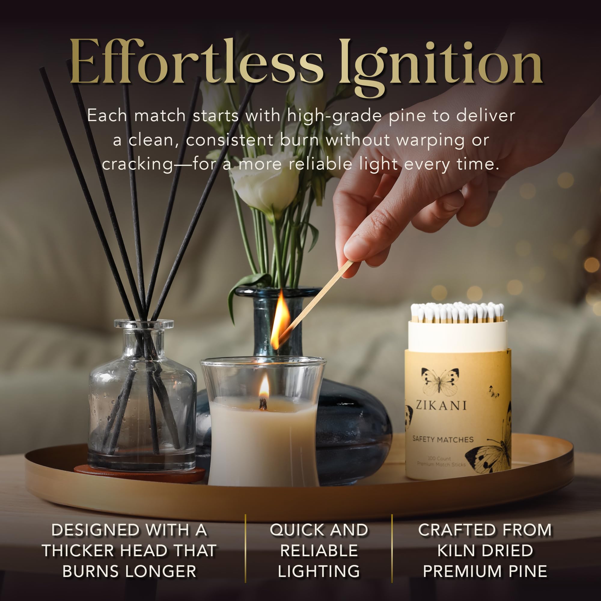 Rustic Charm Fancy Matches: 100 4-Inch Rainbow Tip Matches + Striker | Kiln-Dried Wooden Artisan Matchsticks for Decorative Cloche Jars, Fireplaces, and BBQ - 100 Count (Rainbow Tip)