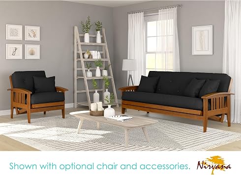 Nirvana Futons Westfield Wood Futon Frame - Full Size (Frame Only), Transform to 3 Positions - Sofa, Lounger, Bed