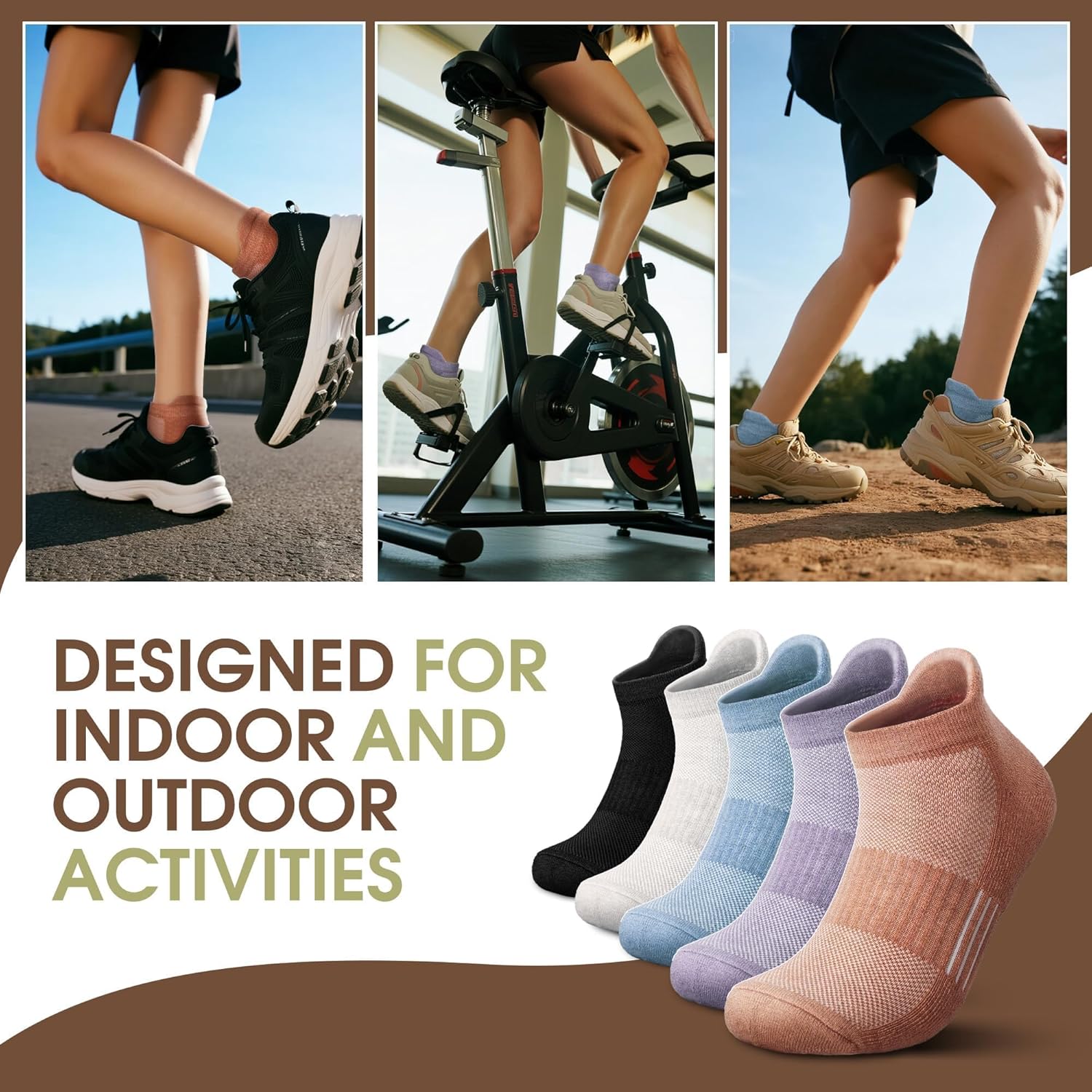 innotree Merino Wool Hiking Socks for Men & Women Quarter Ankle Compression Thick Cushion Breathable Anti Odor Socks, 5 Pairs - Image 2