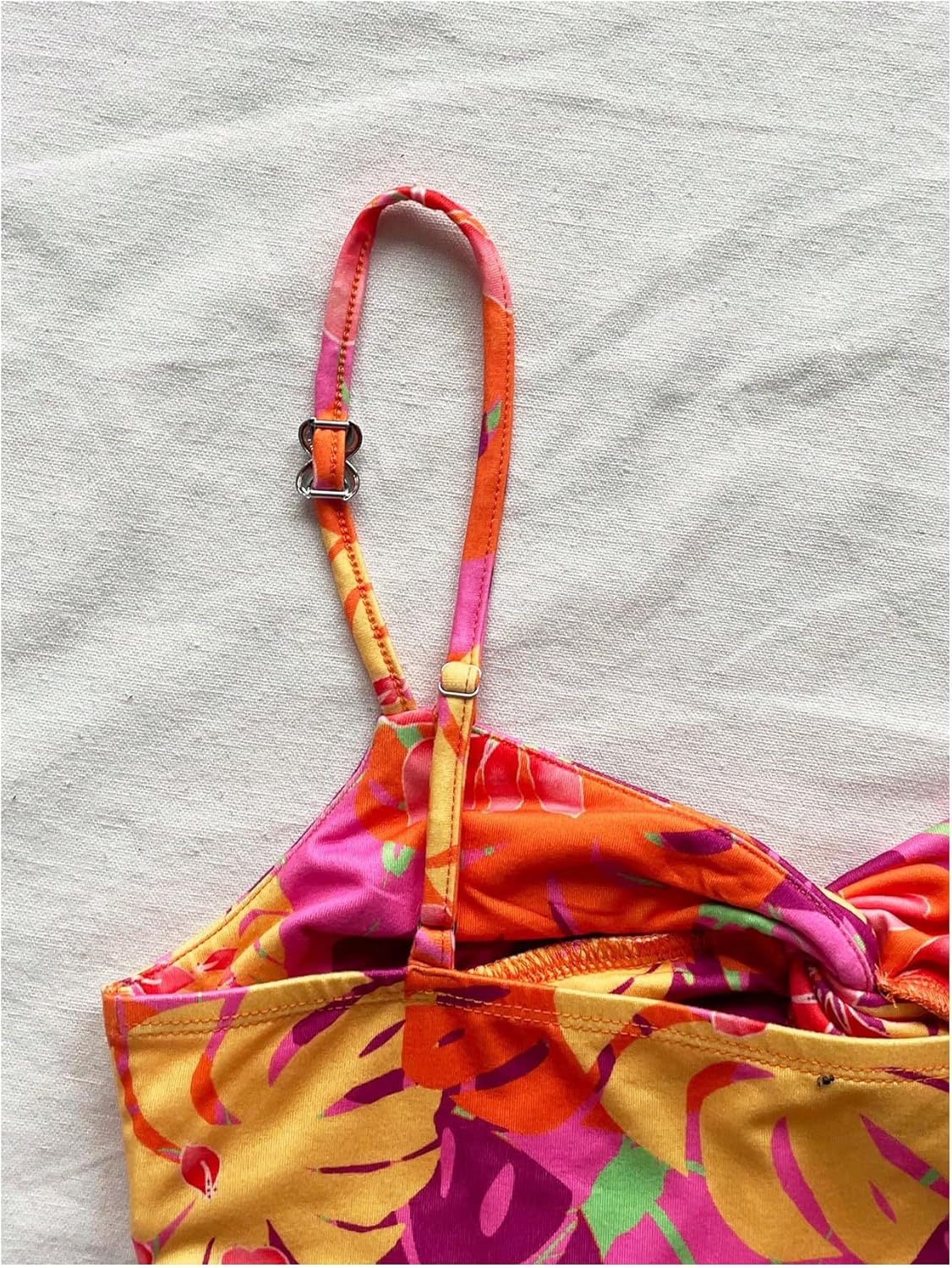 Floerns Women's Summer Tropical Twist Front Ruched Ruffle Hem Bodycon Cami Dress - Image 4