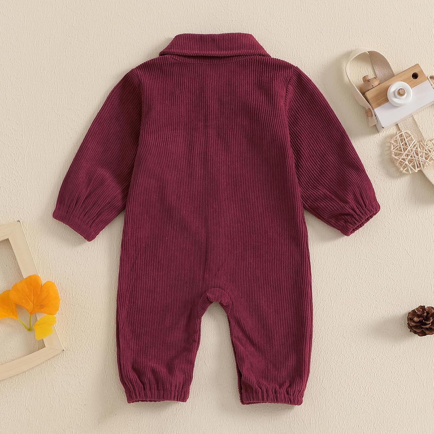 Karuedoo Newborn Baby Boy Girl Clothes Corduroy Long Sleeve Button Up Romper Jumpsuit Collared Bodysuit Fall Winter Outfit - Image 3