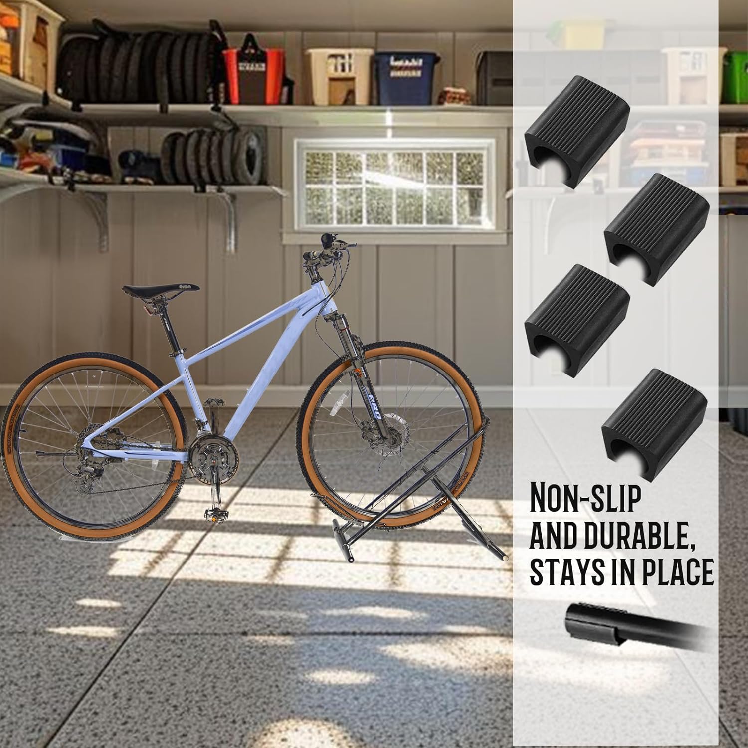 Folding Bike Floor Stand Rack, Portable Storage Bicycle Parking Rack for Garage/Home, Indoor Bike Stand Fit 16”-29” Mountain Road Bikes (2)