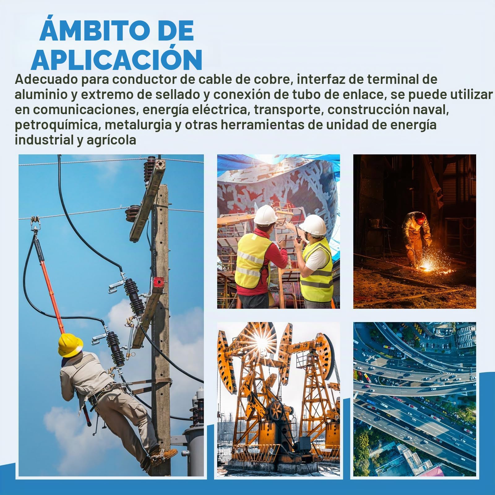 MXBAOHENG 4-300mm² Crimpadora hidráulica eléctrica 120 KN Alicates de prensado hidráulicos Crimpadora de alambre hidráulico eléctrico con 15 insertos de presión para terminales de cobre y aluminio