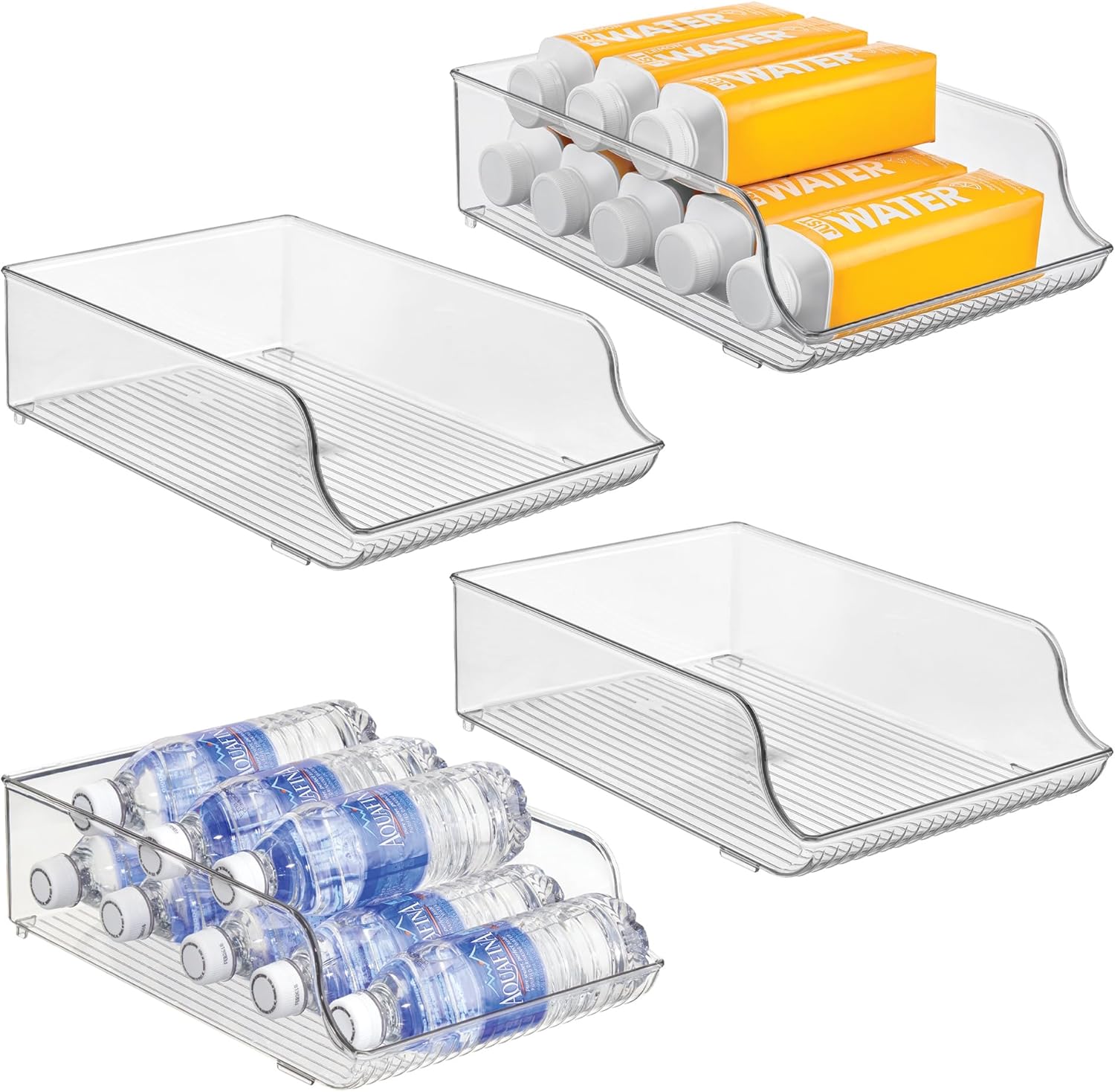 iDesign Water Bottle Organizer for Fridge – Set of 4 – Clear – Made in USA