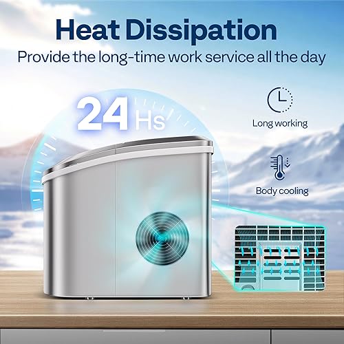 Miniatura 10 de VIVOHOME Máquina eléctrica portátil compacta para hacer cubitos de hielo masticables con cuchara de mano, 10 bolsas de hielo y función de