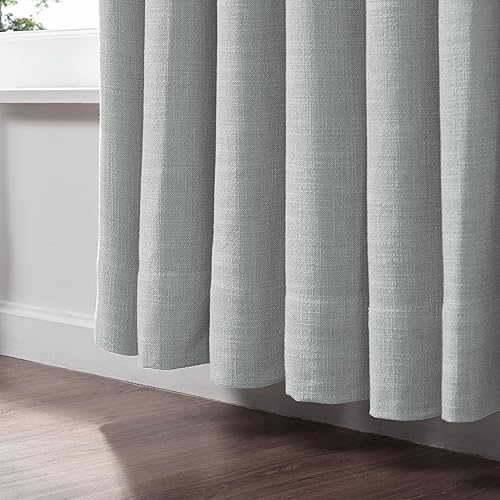 Miniatura 4 de TWOPAGES - 1 cortina con pliegues 100% opaca, para puerta corrediza y dormitorio, lino sintético con textura y aislamiento térmico de doble capa,