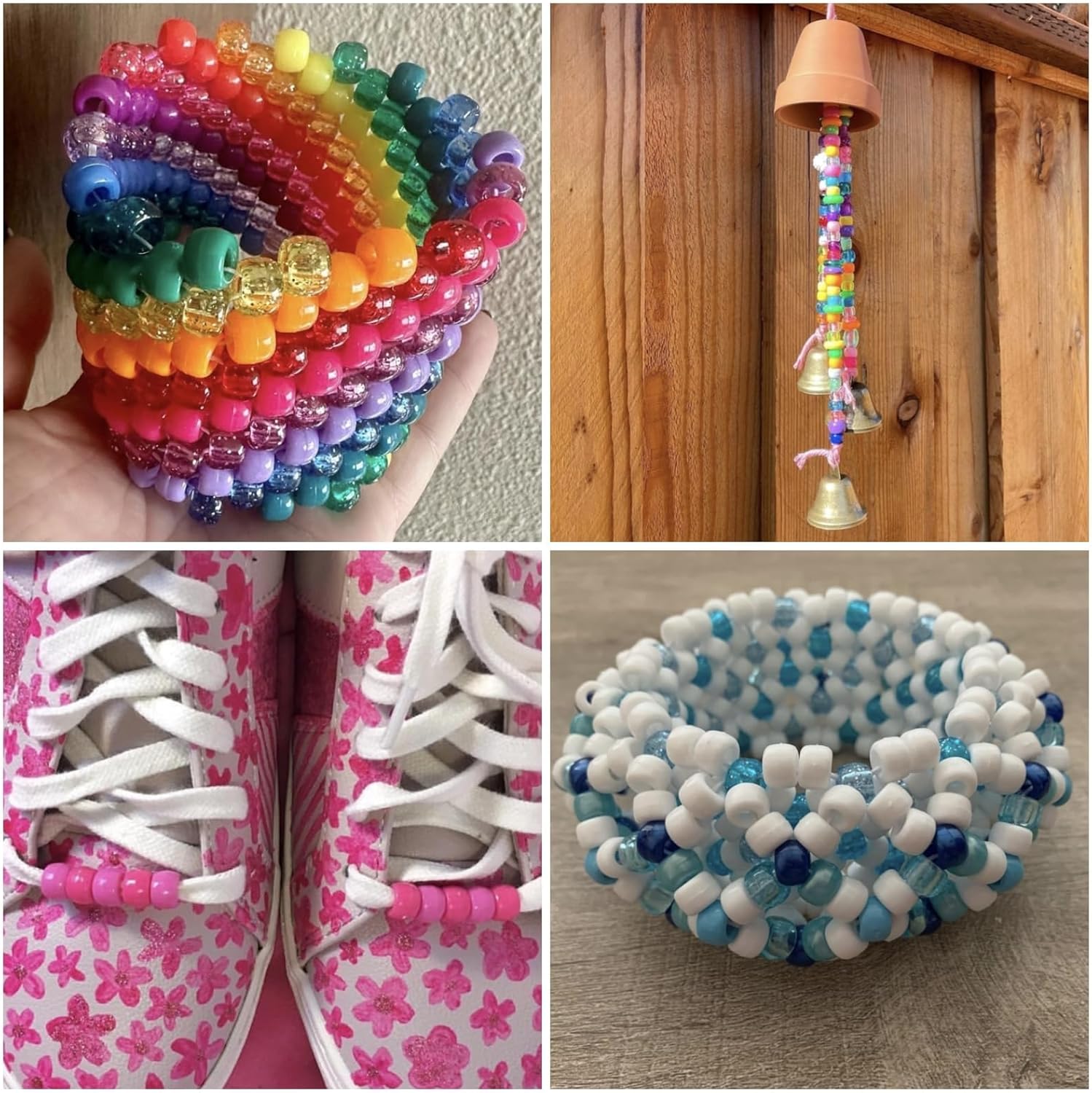 Purple Glitter Pony Beads (1200pcs 6x9mm), Pony Beads Bulk for Bracelets Necklace Jewelry Making, Arts & Crafts Beading Supplies for Jewelry Making, Hair Beading - Image 4