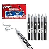 Sharpie Creative Marker Pennarelli Acrilici per Hobby Creativi | Pennarelli a base d’acqua con punta a pennello | Ideali per Fai da TeDecorazioni e Scuola | Grigio Freddo | 6 Pezzi