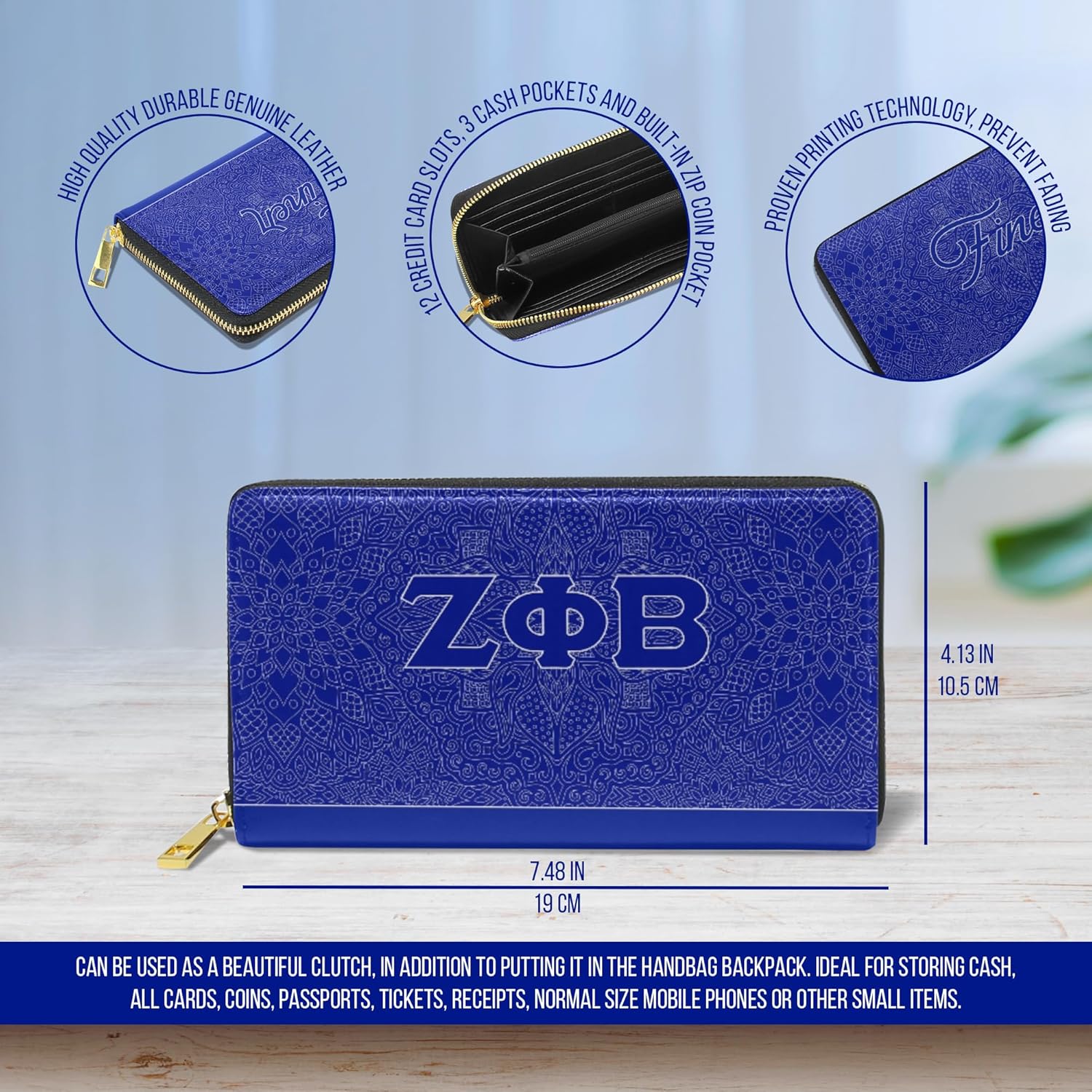 Bad Bananas - Zeta Phi Beta Sorority Paraphernalia - Vegan Leather Zip Wallet - Official Vendor