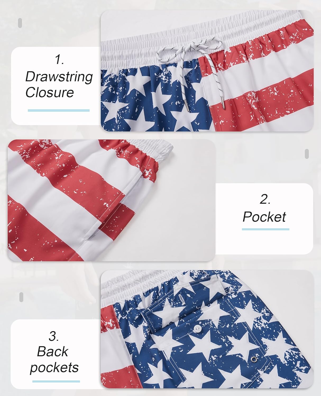 5inch Mens Swim Trunks: 2 in 1 with Compression Liner Pockets Drawstring Stretch Quick Dry Lined Funny Beach Pool - Image 5