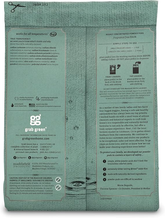 Grab Green Stoneworks Laundry Detergent Pods, 50 Loads, Fragrance Free