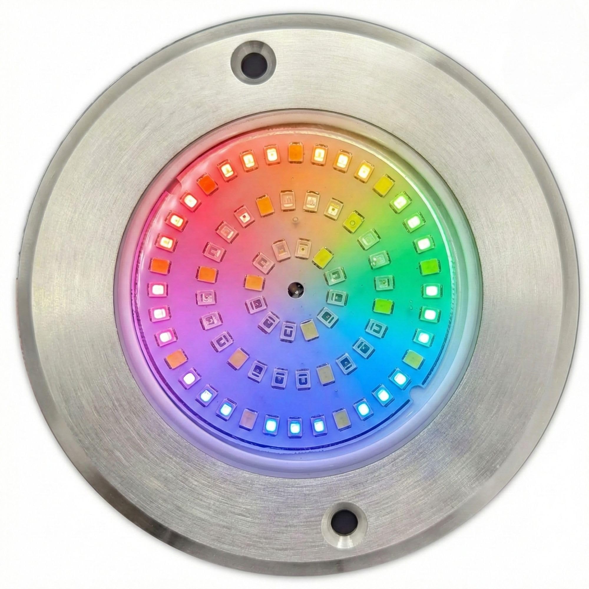 SWIMHOME Warmpool Foco LED Mini Piscina Extraplano, Relleno de Resina, Acero Inoxidable, RGB, Ø11 cm, 6W 12V AC