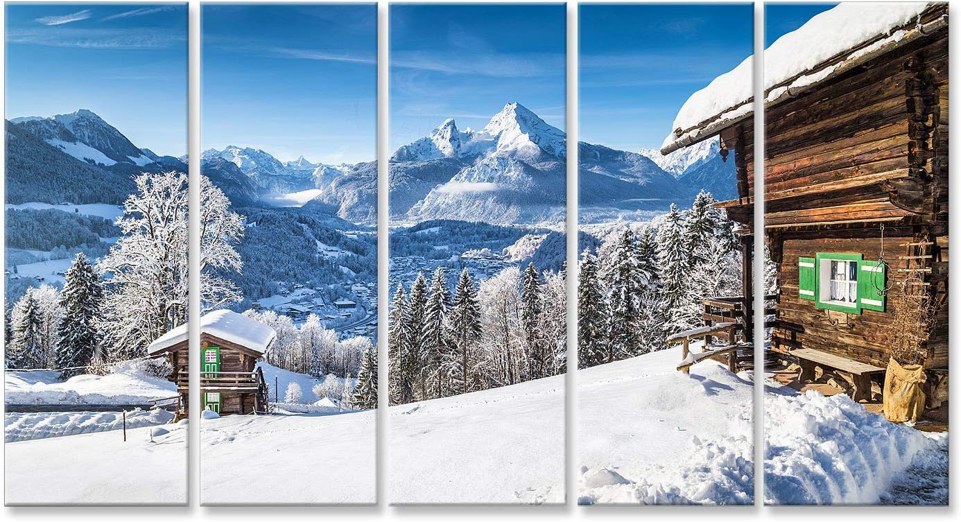 Wandbild Bayerische Alpen - Leinwanddruck Maria Gern & Watzmann | 100x57 Cm | Made In Germany