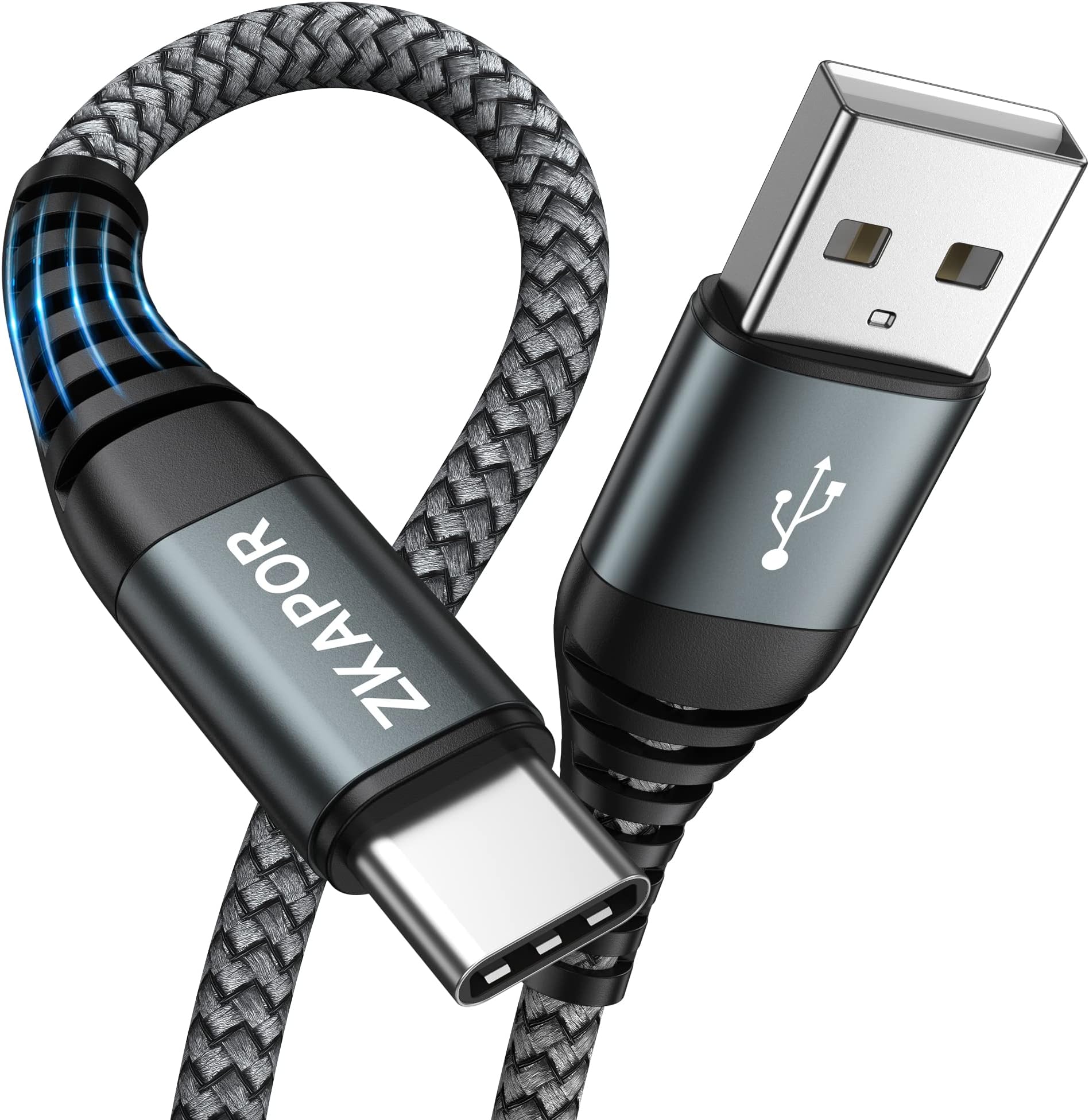 ZKAPOR USB C Cable 1M, Type C Cable 3A Fast Charging Nylon Braided Type C Charger Lead for iPhone 15/15 Pro Max, Samsung Galaxy S23/S22/S21/S10, Note 10, Huawei P40/P30, Google Pixel